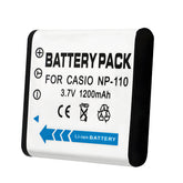 For Casio CNP-160 Battery Exilim EX-ZR20, Exilim EX-FC500S, Exilim EX-ZR501200mAh Camera Batteries