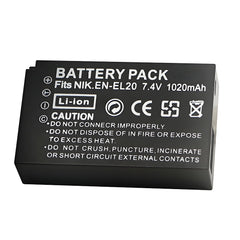 For Nikon EN-EL20, EN-EL20a Batteries Coolpix P950, P1000, DL24-500, Coolpix A, 1 AW1, 1 J1, 1 J2, 1 J3, 1 S1, 1 V3 1020mAh Camera Battery