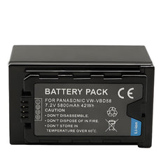 For Panasonic VW-VBD58 VBR59 Battery AG-VBR59, BGH1, HC-X1, HC-X1500, HC-X2000, AG-CX10, AG-CX350, AG-UX180, 5800mAh Camera Batteries