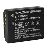 For Panasonic CGA-S007 Battery DMC-TZ1, DMC-TZ2, DMC-TZ3, DMC-TZ4, DMC-TZ5, DMC-TZ11 1300mAh Camera Batteries