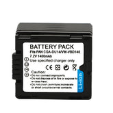 For Panasonic CGA-DU14 CGA-DU21 VBD140 VBD210 Battery Replacement NV-GS508 MX500 PV-GS500 SDR-H280 VDR-D400 M75 M95 M250, DZ-BP21SJ DZ-BP14S DZ-BP7S DZ-BP14SW 1400mAh Camera Batteries