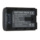 For JVC Camera Battery BN-VG107 3.6V 860mAh Batteries