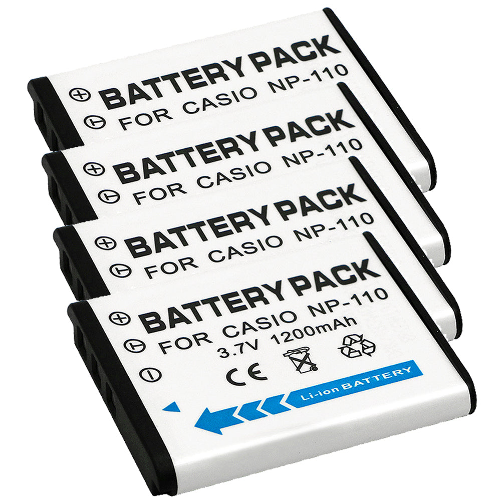 For Casio NP-110 CNP110 Battery Cas Exilim EX-FC200S, EX-Z2000, EX-Z3000 1200mAh Camera Batteries