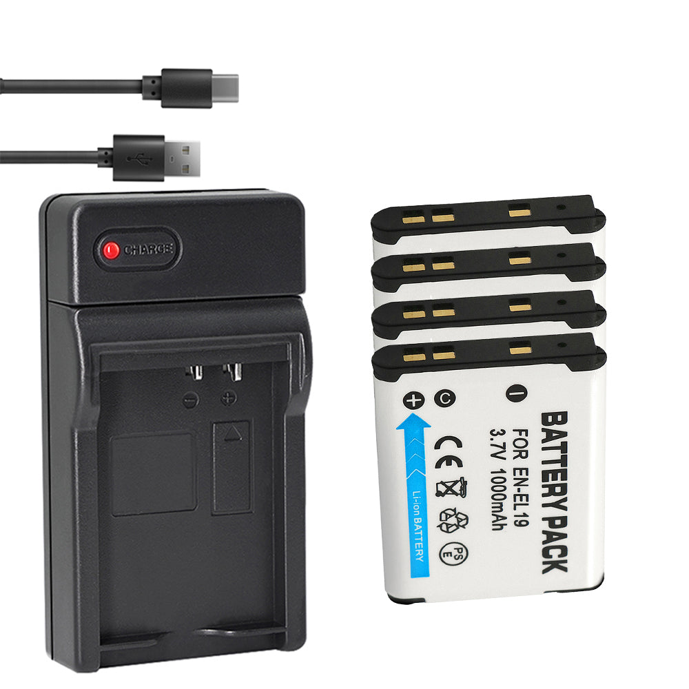 Compatible Charger Replacement for Nikon EN-EL19, Sony NP-BJ1 Battery and Nikon Coolpix S3300 S3400 S3500 S3600 S3700 S4100 S4300 S4400 S5200 S6700 S6800 S6900 S7000 and Sony DSC-RX0 Camera