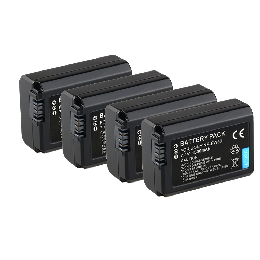 For Sony NP-FW50 Battery ZV-E10, Alpha A6500, A6300, A6000, A7s, A7, 1500mAh Camera Batteries