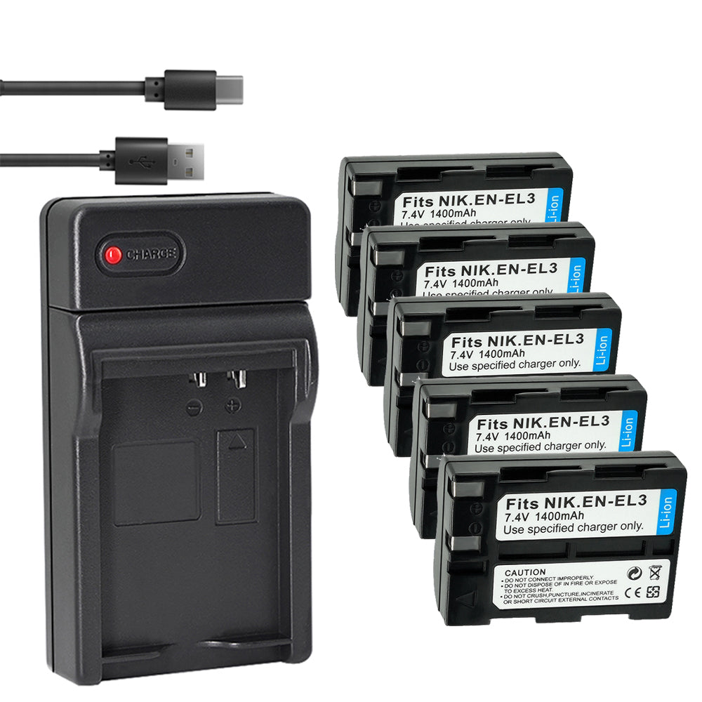 EN-EL3e EN-EL3 EN-EL3a Camera Battery Charger Compatible with Nikon D100,D100 SLR,D200,D300,D300s,D50,D70,D70s,D80,D90,DSLR D700,E880，MH-18, MH-18a, MH-19