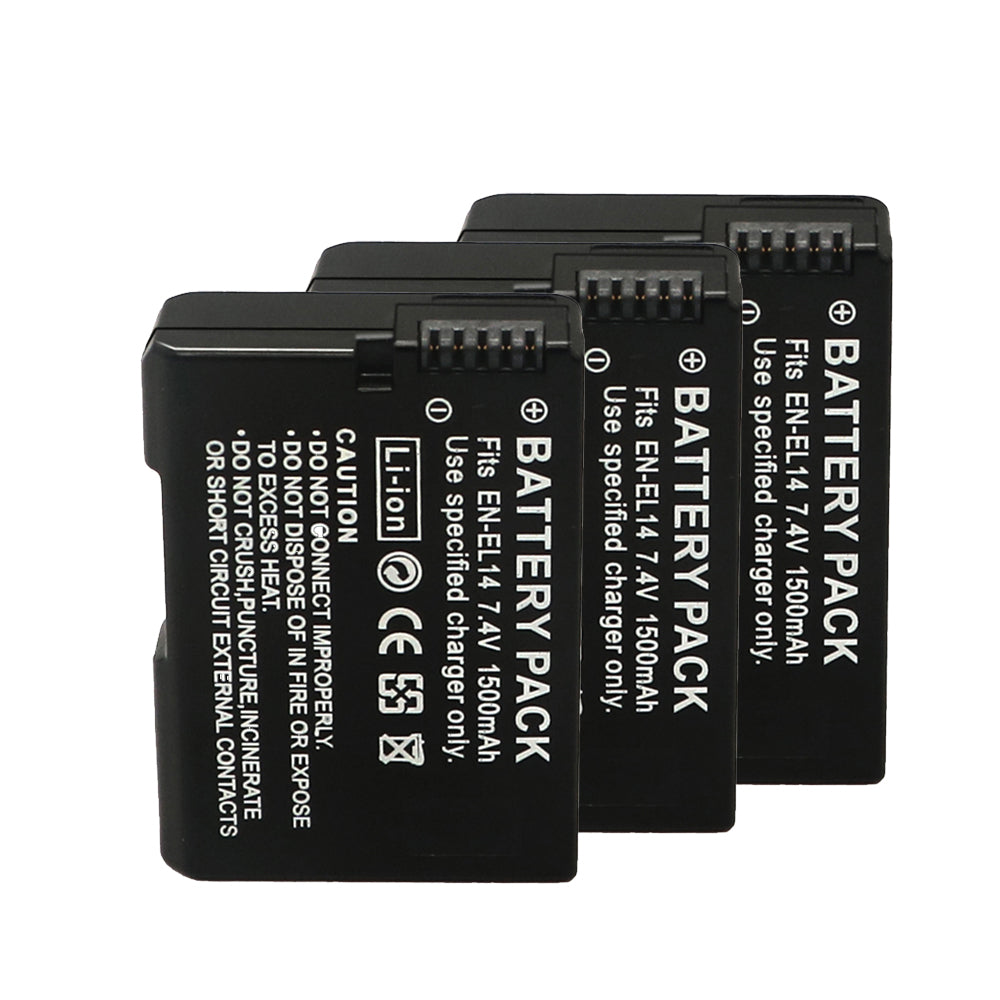 For Nikon EN-EL14 Battery Nikon D3300 DSLR D3400 DSLR D3500 DSLR D5100 DSLR D5200 DSLR 1500mAh Camera Batteries