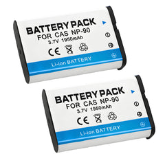 For Casio CNP-90 Battery NP-90DBA Casio BC-90L Charger, Casio Exilim EX-H20G, 1950mAh Camera Batteries
