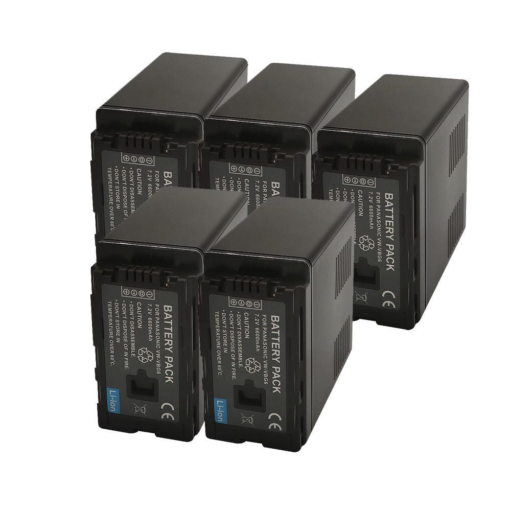 For Panasonic VW-VBG6 Battery Replacement  AG-HMC40, AG-HMC43, AG-HMC45A, AG-HMC70, AG-HMC70U, AG-HMC73MC, AG-HMC80, AG-HMC83MC, AG-HMC150, AG-HMC151E, 6600mAh Camera Batteries