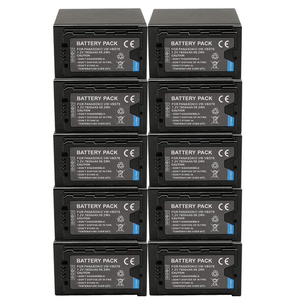 For Panasonic VW-VBD78/VBR89G VW-VBD29 Battery AG-UX180 AG-UX90 AG-3DA1 AG-AC8 AG-DVC30 AG-HPX171 AG-HPX250 HPX255 AG-HVX201 7800mAh Camera Batteries