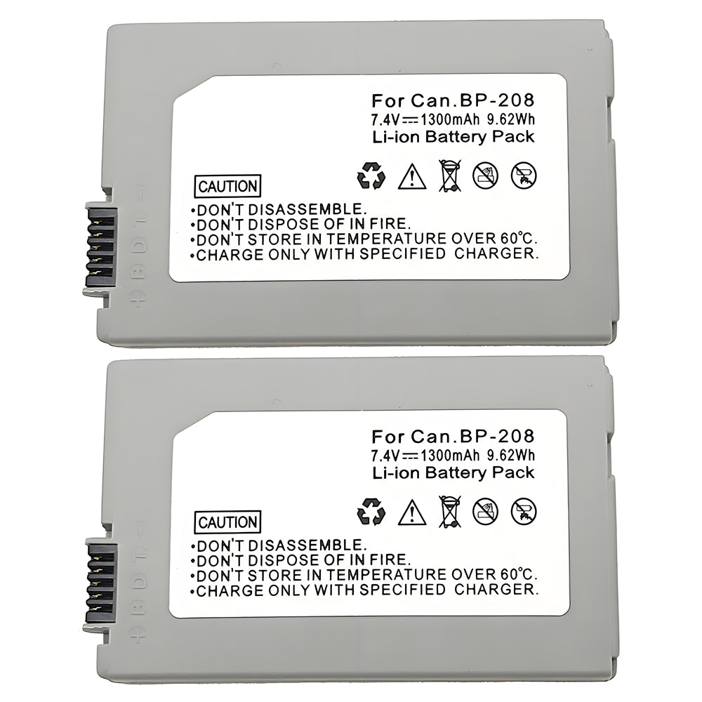 For Canon BP-208 Battery DC10 IViS DC22  MVX1Si 1300mAh Camera Batteries