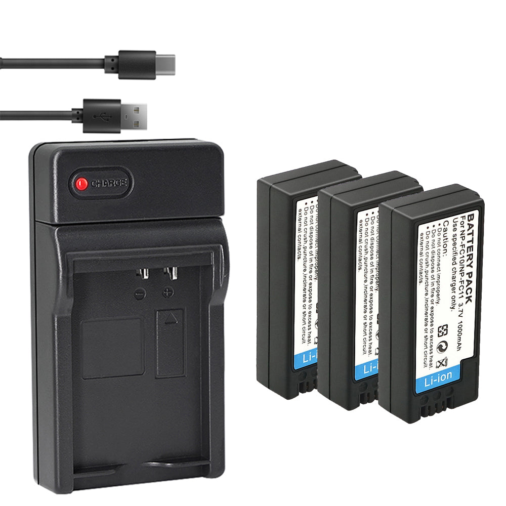 1000mAh 3.7V NP-FC11 NP-FC10 Battery and LED USB Charger for Sony DSC-P2, DSC-P3, DSC-P5, DSC-P7, DSC-P8, DSC-P9, DSC-P10, DSC-V1 Cameras