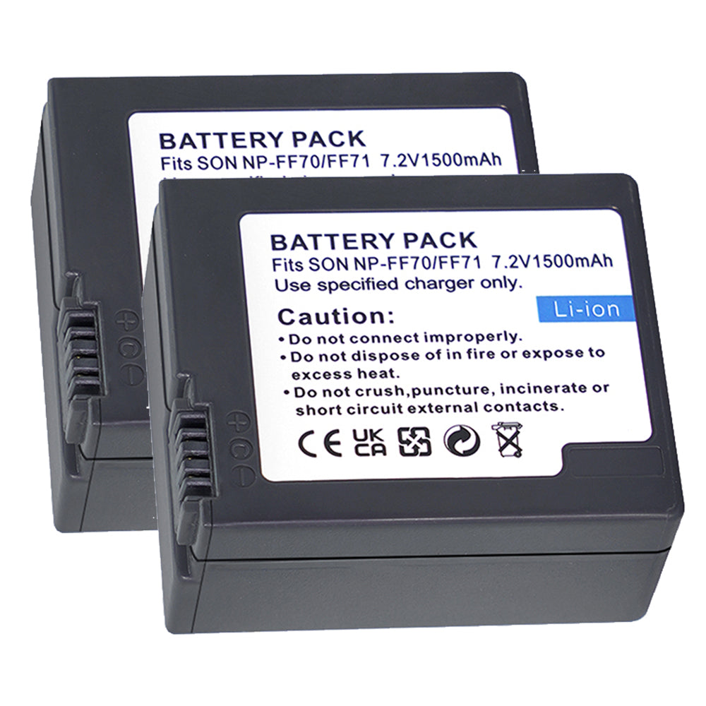 For Sony NP-FF70 NP-FF71 NP-FF71S Battery DCR-HC1000, DCR-HC1000E 1500mAh Camera Batteries