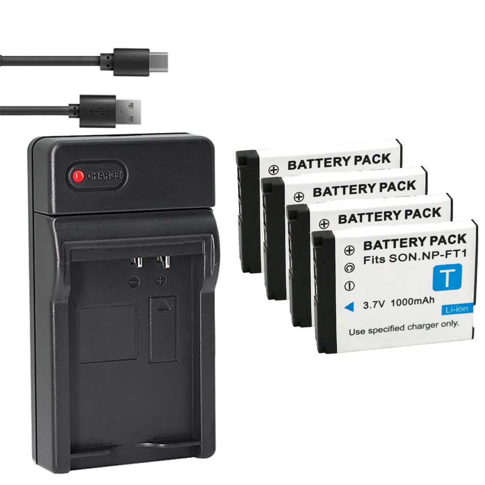 1-Pack Battery and USB Charger Replacement for Sony NP-FT1, Type T Battery, Sony C-CS3, BC-TR1 Charger, Sony Cyber-Shot DSC-T10/W, Cyber-Shot DSC-T11, Cyber-Shot DSC-T33 Cameras