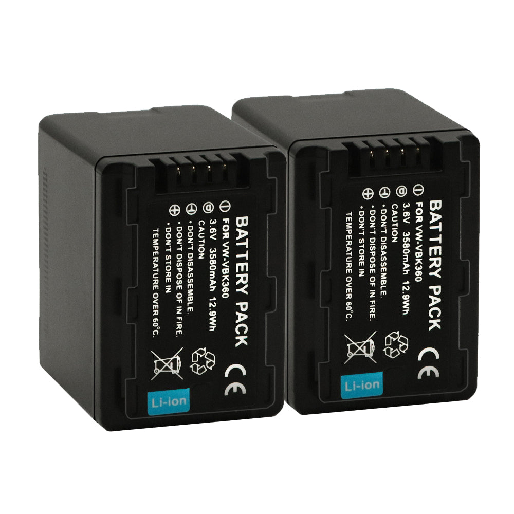 For Panasonic VW-VBK360 Battery Replacement SDR-S50K, SDR-S50N, SDR-S50P, SDR-S50PC 3580mAh Camera Batteries
