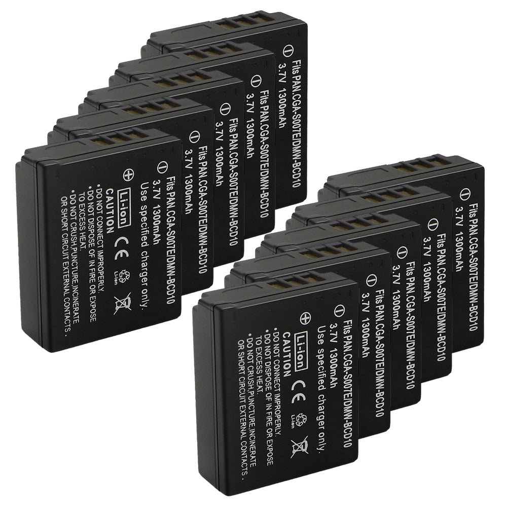 For Panasonic CGA-S007 Battery DMC-TZ1, DMC-TZ2, DMC-TZ3, DMC-TZ4, DMC-TZ5, DMC-TZ11 1300mAh Camera Batteries