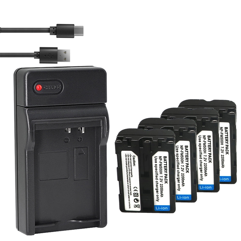 Battery X2 & LCD USB Charger for Sony NP-FM500H Alpha SLT A57 A58 A65 A77 A99 A77V A77II DSLR-A100 A200 A350 A450 A500 A550 A700 A850 A900 Alpha A99 II CLM-V55 DSLR A100 A200 A560 A580 A58