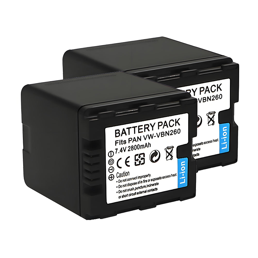 For Panasonic VW-VBN260 Li-ion Battery Replacement  HC-X800 X900 X910 X920 HDC-HS900 SD800 SD900 TM900 2800mAh Camera Batteries