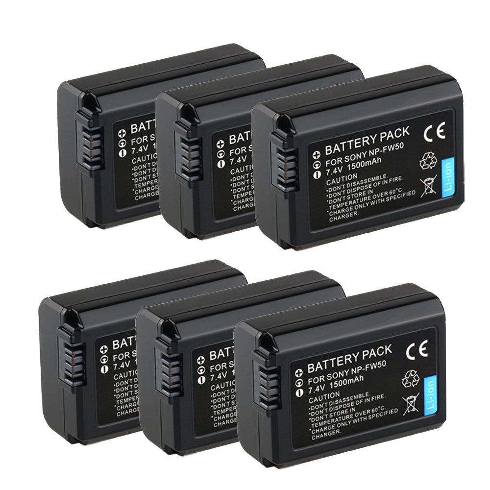 For Sony NP-FW50 Battery ZV-E10, Alpha A6500, A6300, A6000, A7s, A7, 1500mAh Camera Batteries