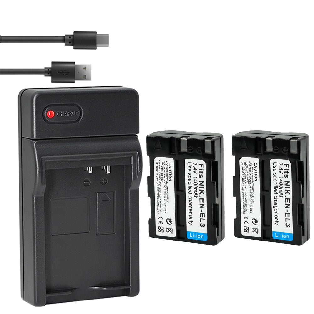 EN-EL3e EN-EL3 EN-EL3a Camera Battery Charger Compatible with Nikon D100,D100 SLR,D200,D300,D300s,D50,D70,D70s,D80,D90,DSLR D700,E880，MH-18, MH-18a, MH-19