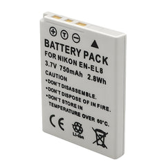 For Nikon EN-EL8 Battery Nikon Coolpix P1 P2 Coolpix S1 S2 S3 S5 S6 S7 Coolpix S50 S50c 750mAh Camera Batteries