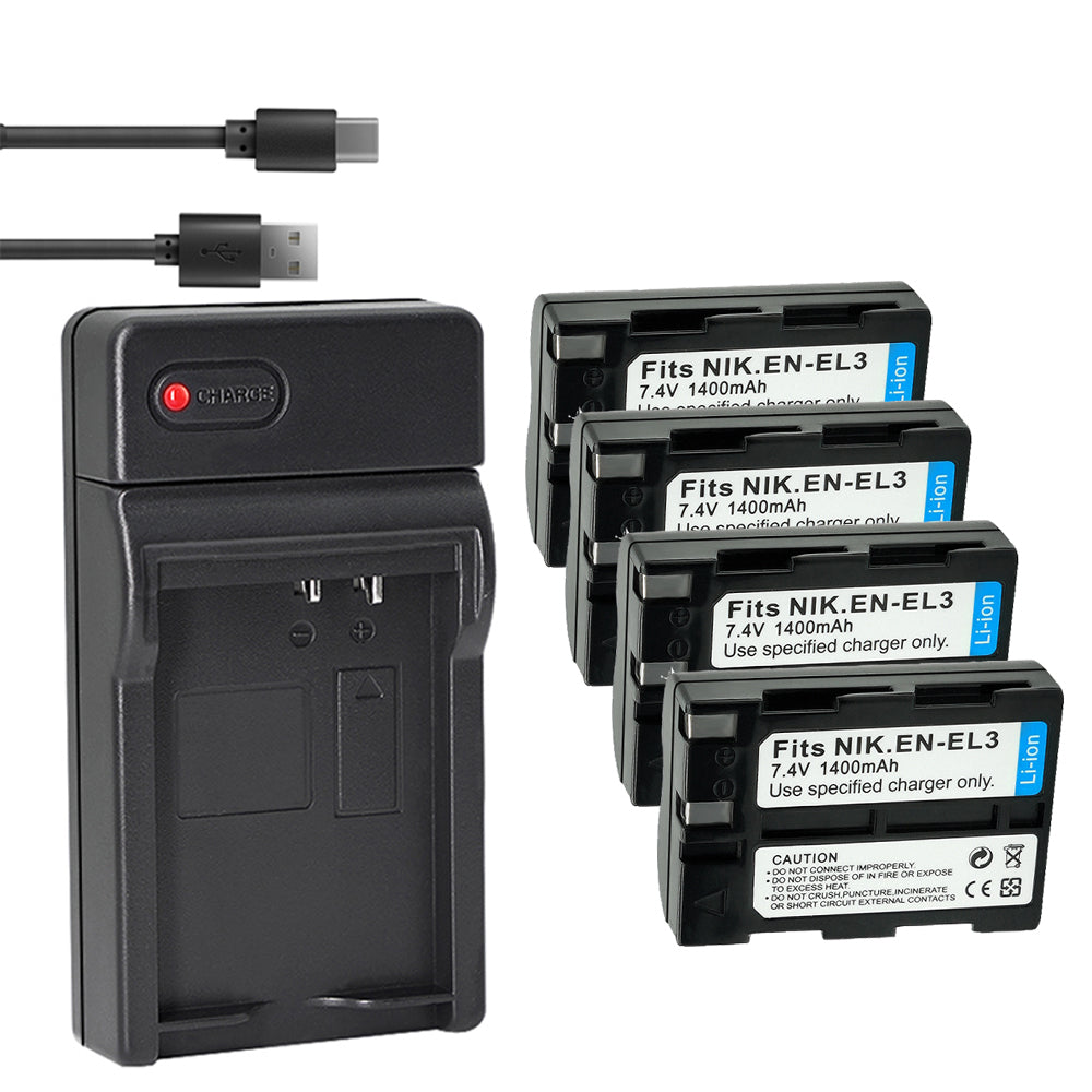 EN-EL3e EN-EL3 EN-EL3a Camera Battery Charger Compatible with Nikon D100,D100 SLR,D200,D300,D300s,D50,D70,D70s,D80,D90,DSLR D700,E880，MH-18, MH-18a, MH-19