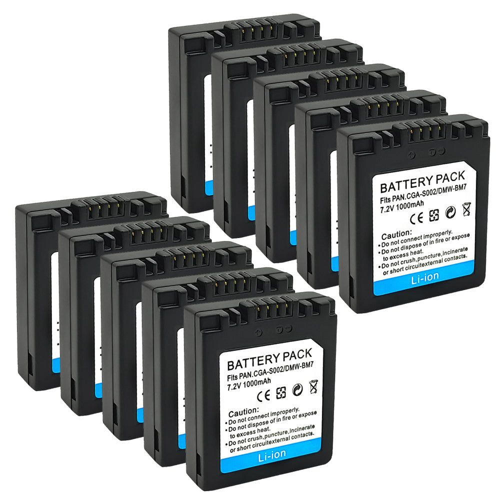 For Panasonic CGA-S002, CGA-S002A Battery DMW-BM7 DMC-FZ1, DMC-FZ2 1000mAh Camera Batteries