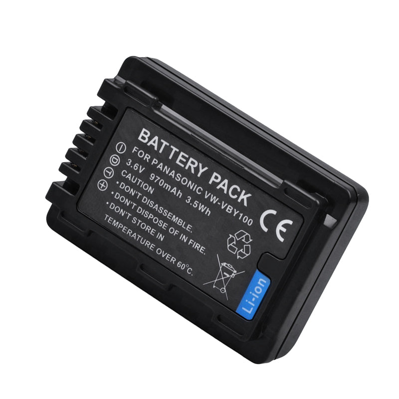 For Panasonic VW-VBY100 Battery HC-V110, HC-V110G, HC-V110GK, HC-V110K, HC-V110P, HC-V110P-K, 970mAh Camera Batteries