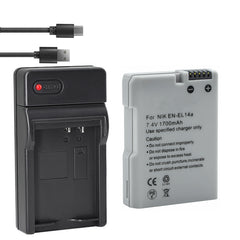 EN-EL14 / EN-EL14a Battery Packs and Rapid USB Charger for Nikon D3100 D3200 D3300 D3400 D3500 D5100 D5200 D5300 D5500 D5600 DF Coolpix P7000 P7100 P7700 P7800 Cameras
