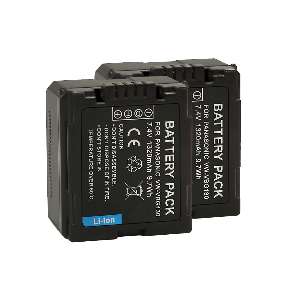 For Panasonic VW-VBG130 Battery Replacement Lumix DMC-L10, HDC-HS250, HDC-HS300, HDC-HS700, HDC-SD10, HDC-SD600, HDC-SD700, HDC-SDT750, HDC-TM10, HDC-TM15 1320mAh Camera Batteries