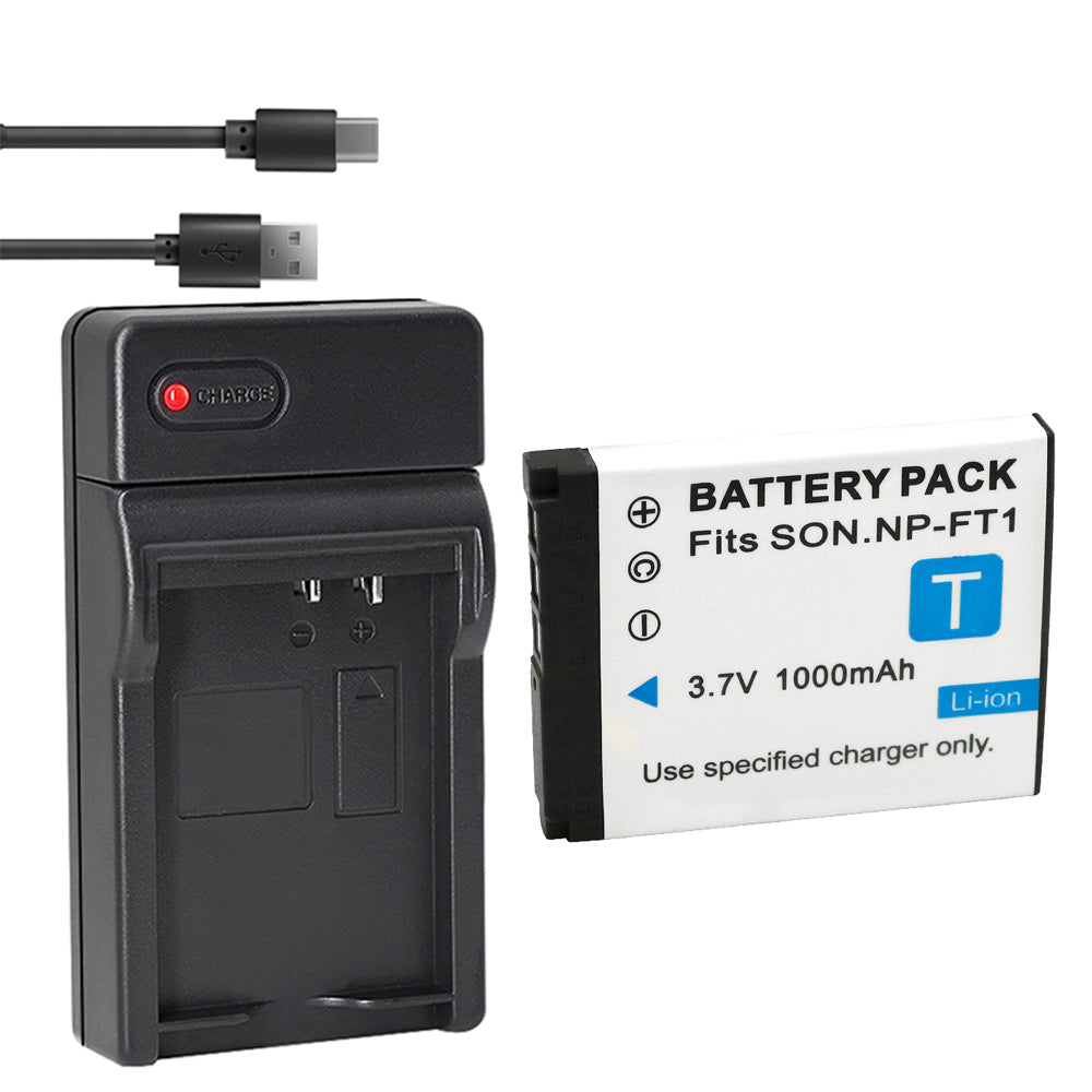 1-Pack Battery and USB Charger Replacement for Sony NP-FT1, Type T Battery, Sony C-CS3, BC-TR1 Charger, Sony Cyber-Shot DSC-T10/W, Cyber-Shot DSC-T11, Cyber-Shot DSC-T33 Cameras