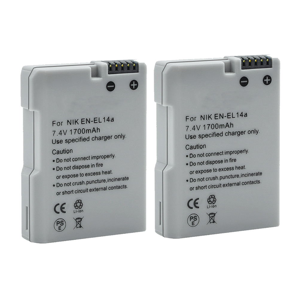 For Nikon EN-EL14A Battery Nikon D3300 DSLR  D3400 DSLR  D3500 DSLR D5100 DSLR D5200 DSLR 1700mAh Camera Batteries