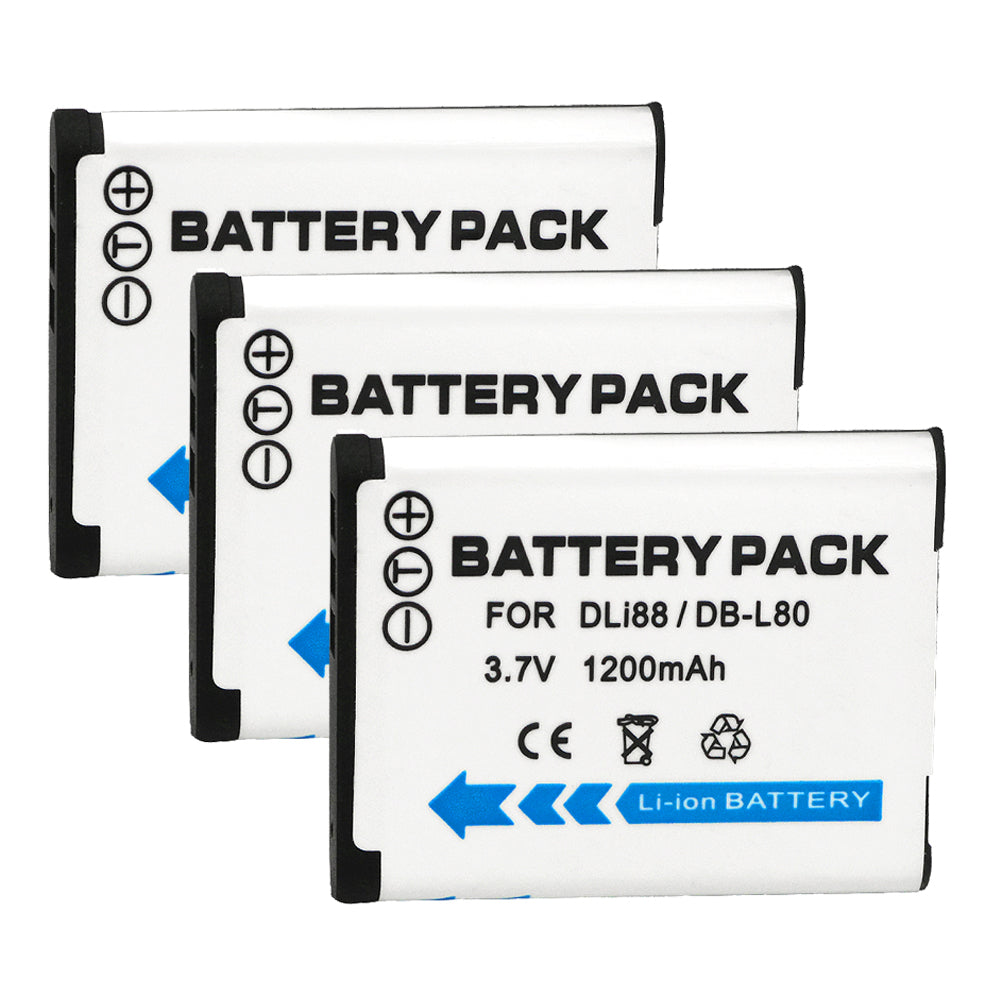 For Sanyo Camera Battery DB-L80 DB-L80A 3.7V 1200mAh Batteries