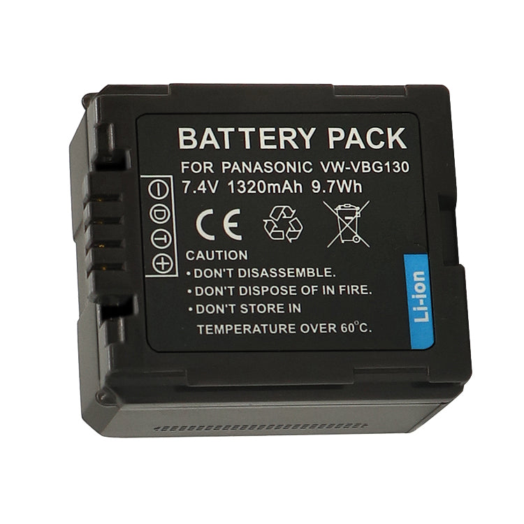For Panasonic VW-VBG130 Battery Replacement Lumix DMC-L10, HDC-HS250, HDC-HS300, HDC-HS700, HDC-SD10, HDC-SD600, HDC-SD700, HDC-SDT750, HDC-TM10, HDC-TM15 1320mAh Camera Batteries