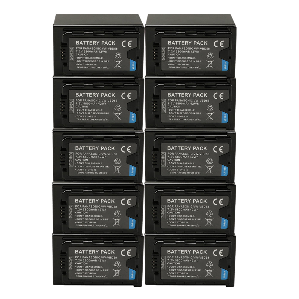 For Panasonic VW-VBD58 VBR59 Battery AG-VBR59, BGH1, HC-X1, HC-X1500, HC-X2000, AG-CX10, AG-CX350, AG-UX180, 5800mAh Camera Batteries