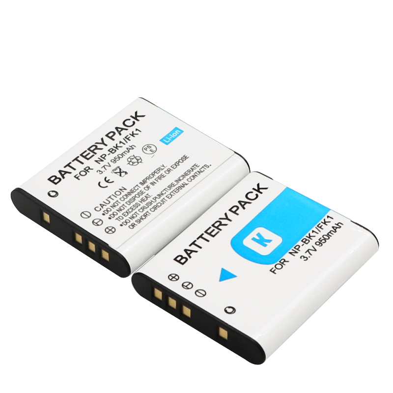 Battery (X2) & Slim USB Charger for Sony NP-BK1, NPBK1 and Cybershot DSC-W180, DSC-W190, DSC-W370, DSC-S750, DSC-S780, DSC-S950, DSC-S980, Webbie MHS-CM1 HD, MHS-PM1, MHS-PM5, Bloggie MHS-CM5