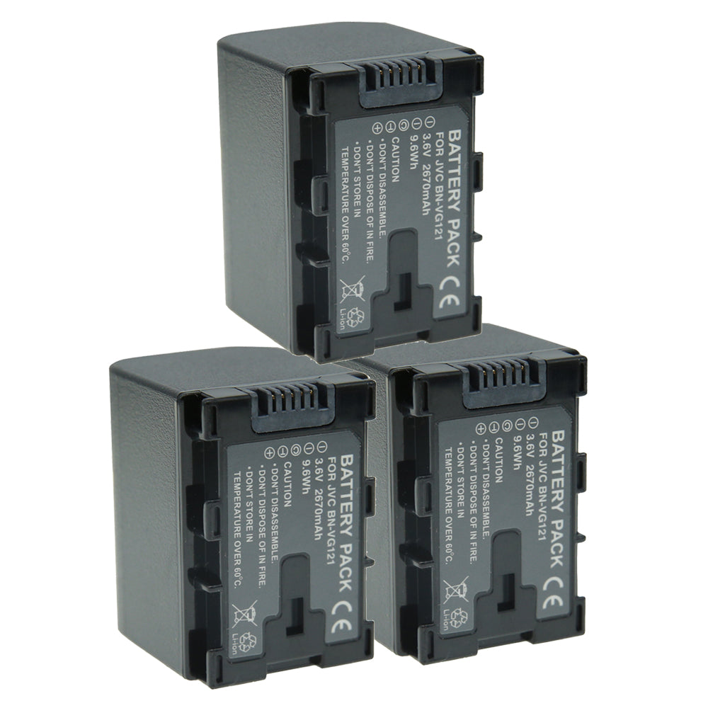 For JVC Camera Battery BN-VG121 3.6V 2670mAh Batteries
