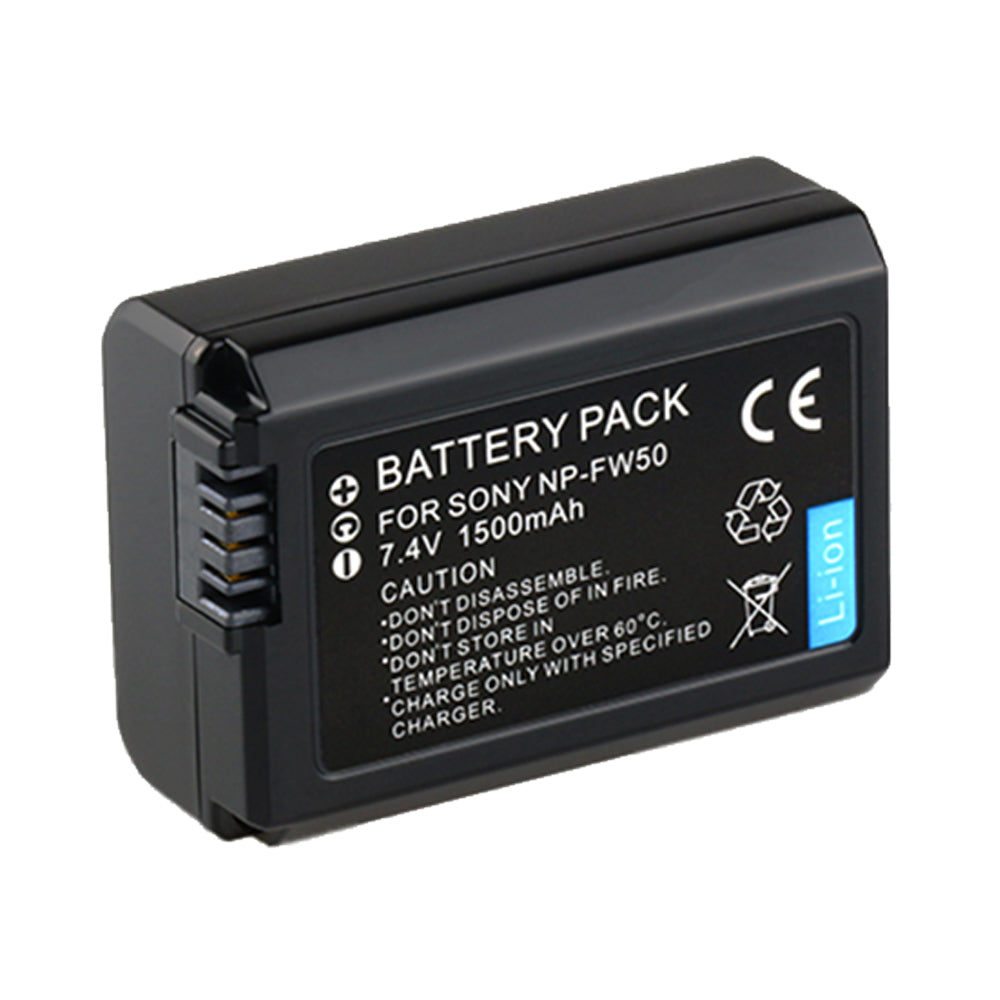 For Sony NP-FW50 Battery ZV-E10, Alpha A6500, A6300, A6000, A7s, A7, 1500mAh Camera Batteries