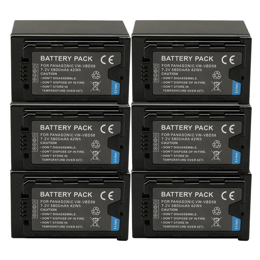 For Panasonic VW-VBD58 VBR59 Battery AG-VBR59, BGH1, HC-X1, HC-X1500, HC-X2000, AG-CX10, AG-CX350, AG-UX180, 5800mAh Camera Batteries