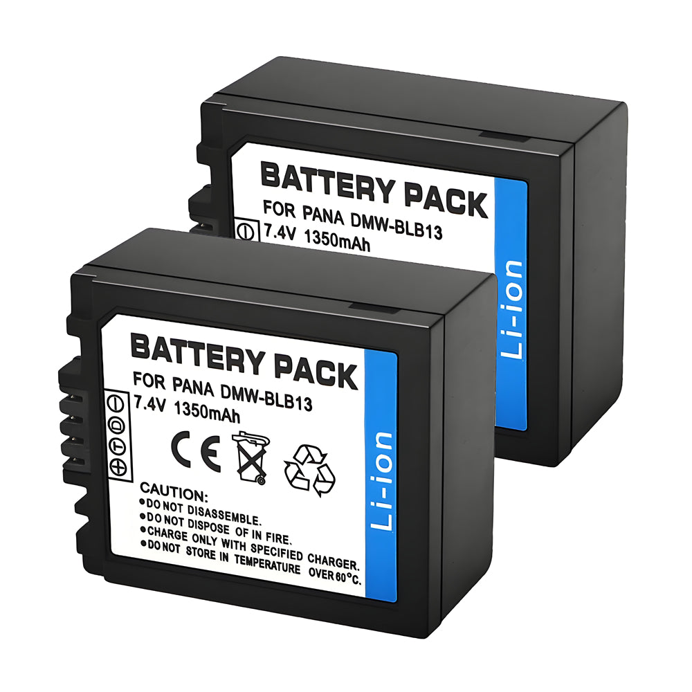 For Panasonic DMW-BLB13 Battery  Lumix DMC-G1, DMC-G2, DMC-G10, DMC-GF1, DMC-GH1 1350mAh Camera Batteries