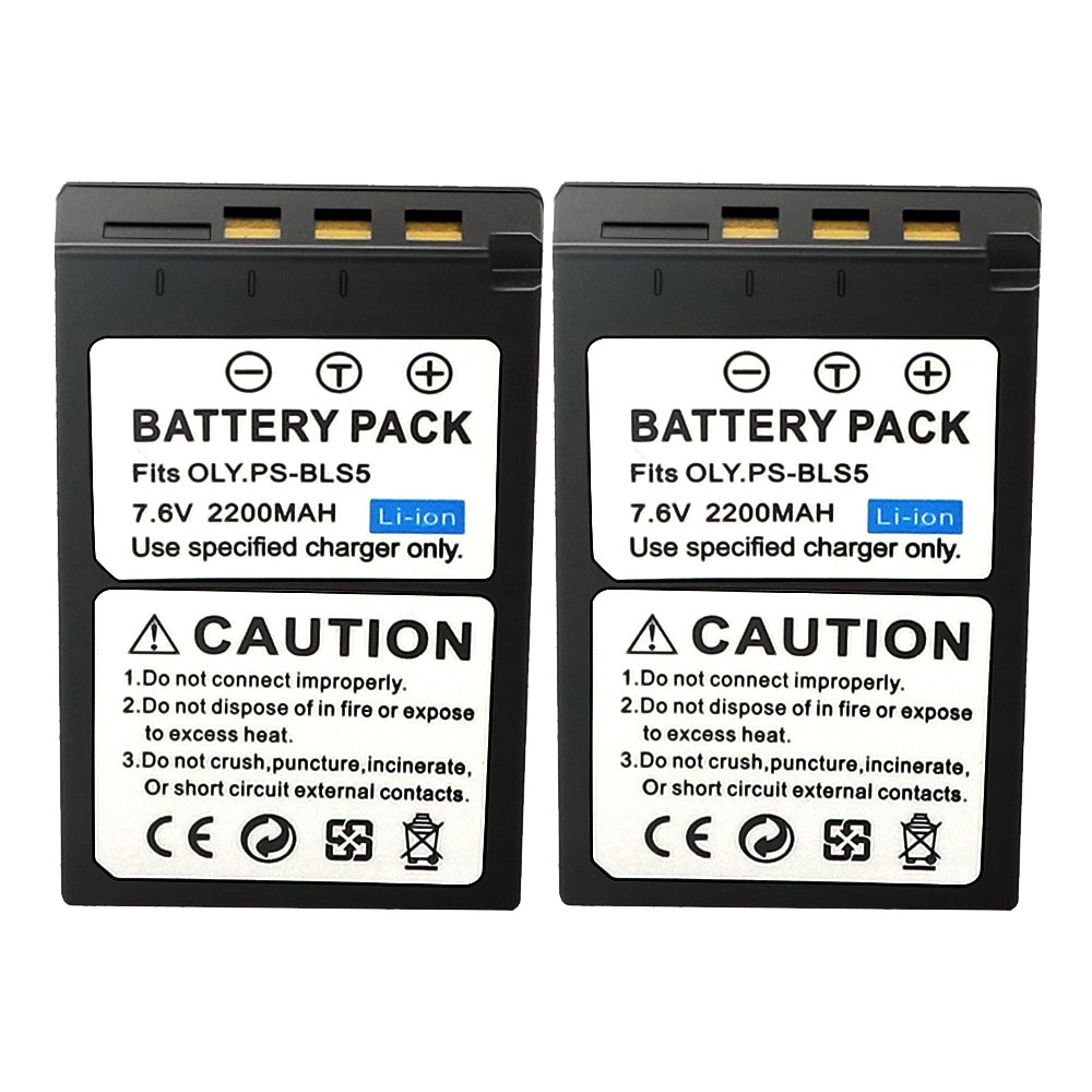 For Olympus BLS-5, BLS-50, PS-BLS5 Battery OM-D E-M10, Pen E-PL2, E-PL5 2200mAh Camera Batteries