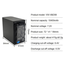 For Panasonic VW-VBD98/VBR118G Battery AG-VBR59 AG-VBR89 AG-VBR118 AJ-PX280 PX285MC 10400mAh Camera Batteries