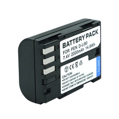 Replacement for 2X D-Li90 Li-ion Battery Compatible Pentax K-01 K-1 K-3 K-5 K-5II K-5IIs K-7 645D 645Z Camera As D-L90P