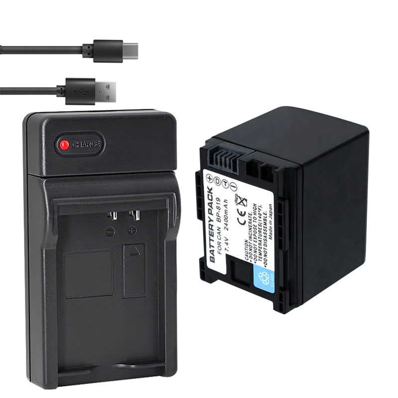 1-Pack BP-808 BP808 Battery and USB Wall Charger Compatible with Canon BP-809 BP-819 BP-827 Battery, Canon CG-800 Charger, Canon VIXIA HG20 VIXIA HG21 VIXIA HG30, XA10, XA10 HD Cameras