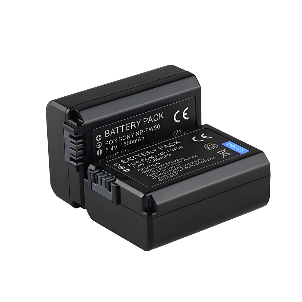 For Sony NP-FW50 Battery ZV-E10, Alpha A6500, A6300, A6000, A7s, A7, 1500mAh Camera Batteries