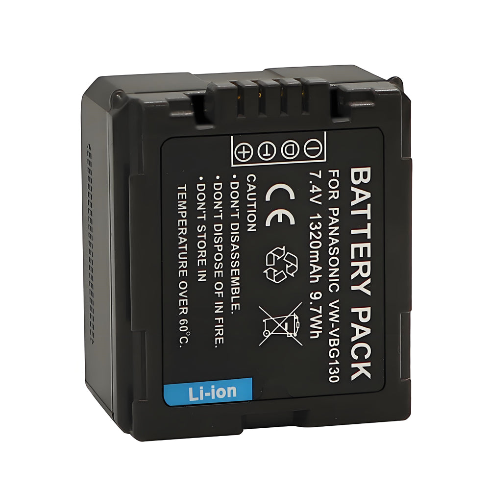 For Panasonic VW-VBG130 Battery Replacement Lumix DMC-L10, HDC-HS250, HDC-HS300, HDC-HS700, HDC-SD10, HDC-SD600, HDC-SD700, HDC-SDT750, HDC-TM10, HDC-TM15 1320mAh Camera Batteries
