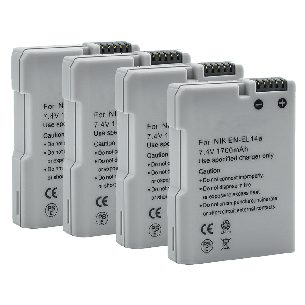 For Nikon EN-EL14A Battery Nikon D3300 DSLR  D3400 DSLR  D3500 DSLR D5100 DSLR D5200 DSLR 1700mAh Camera Batteries