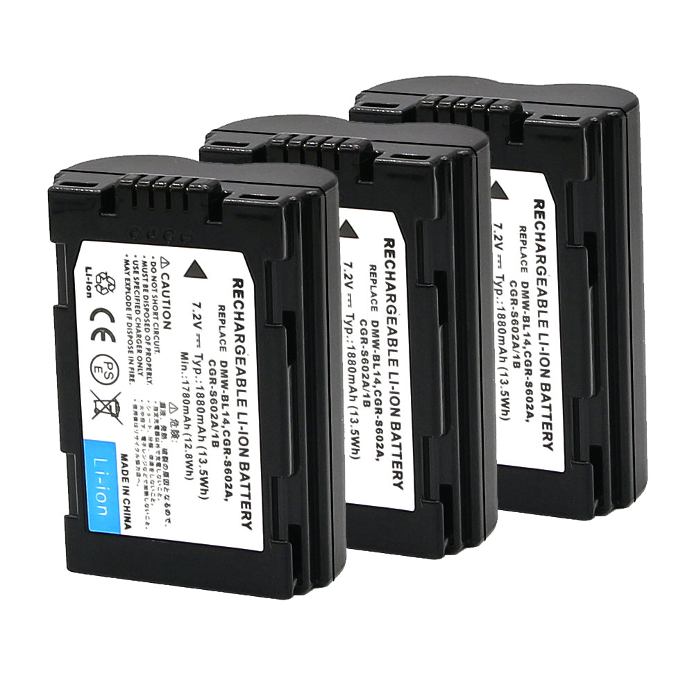 For Panasonic CGR-S602A DMW-BL14 Battery Replacement  CGR-S602, CGR-S602A/1B, CGR-S602E/1B, CGR-S602SE 1880mAh Camera Batteries