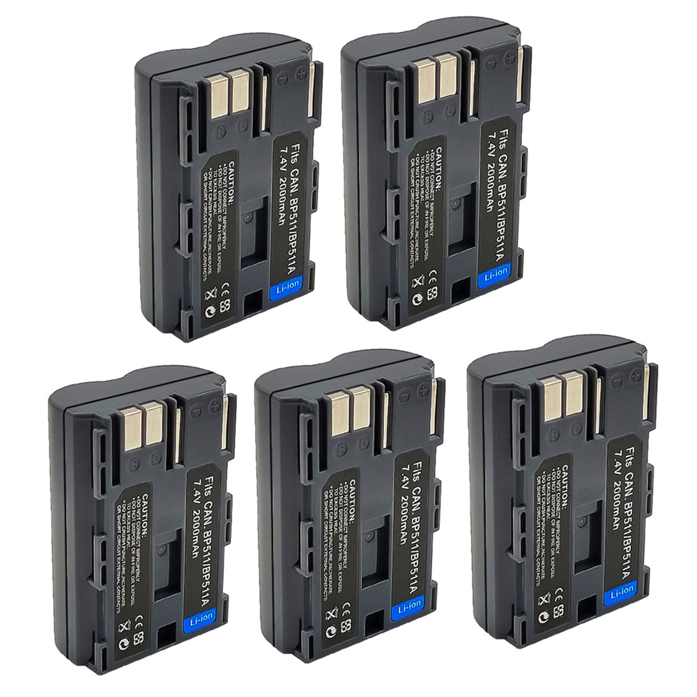 For Canon BP511 BP511A BP-508 Battery ZEOS 5D DM-MV30 2000mAh Camera Batteries