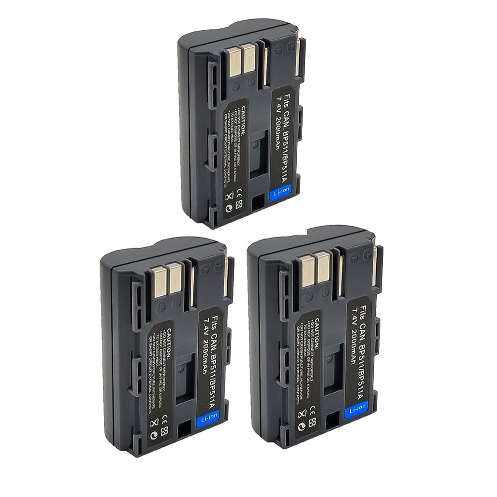 For Canon BP511 BP511A BP-508 Battery ZEOS 5D DM-MV30 2000mAh Camera Batteries